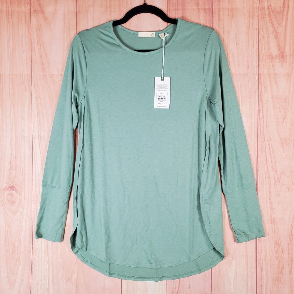 Tasc Performance Jenny Top Womens Small Green Stretch Side Slit Workout Athletic